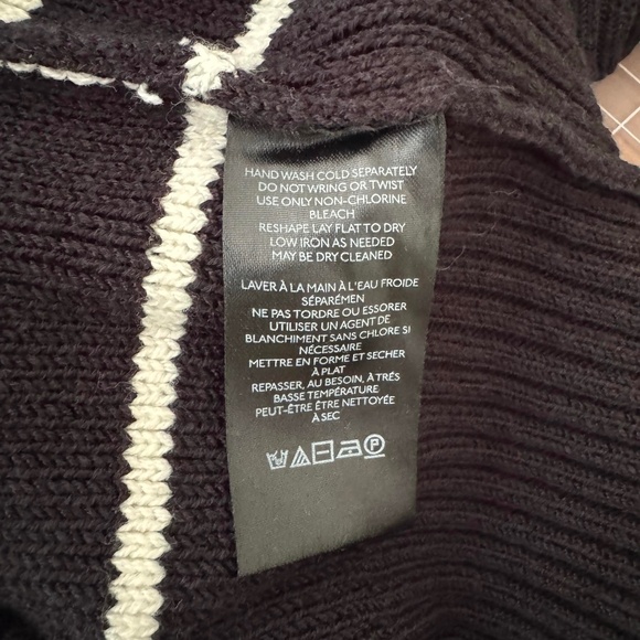Anthropologie Maeve Mock Neck Women's Sweater Tee SIZE XXSMALL Black and White - Picture 7 of 8